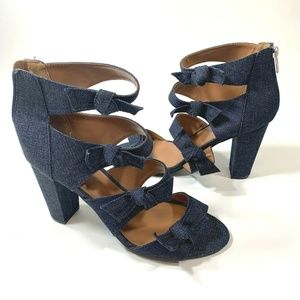 Indigo Rd Size 11 M Blue Denim Bow High Heels 3.5